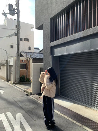 Added brown color🐻 Rumble fleece mustang poggle turtleneck fur jacket