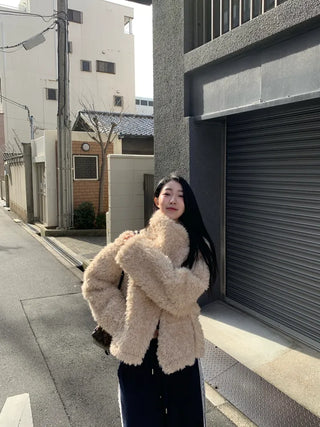Added brown color🐻 Rumble fleece mustang poggle turtleneck fur jacket