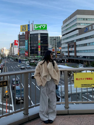 Added brown color🐻 Rumble fleece mustang poggle turtleneck fur jacket