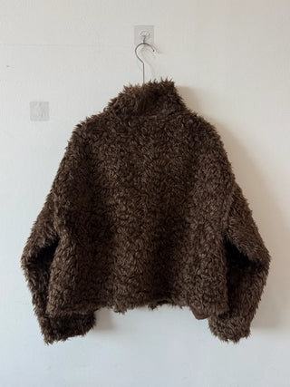Added brown color🐻 Rumble fleece mustang poggle turtleneck fur jacket