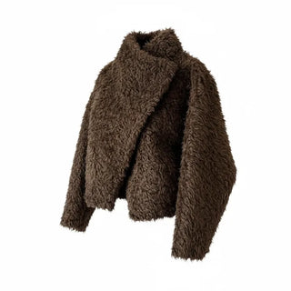 Added brown color🐻 Rumble fleece mustang poggle turtleneck fur jacket