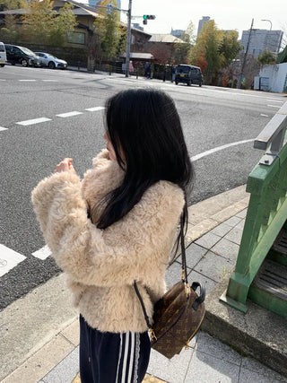 Added brown color🐻 Rumble fleece mustang poggle turtleneck fur jacket