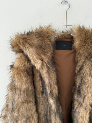hooded overfit fox fur jacket