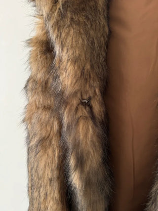 hooded overfit fox fur jacket