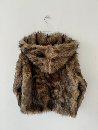 hooded overfit fox fur jacket