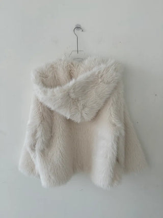 hooded overfit fox fur jacket