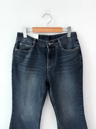 fleece grayish bootcut denim pants