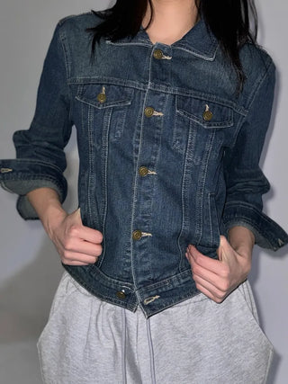 slim-fit 7/8 length denim jacket