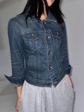 slim-fit 7/8 length denim jacket