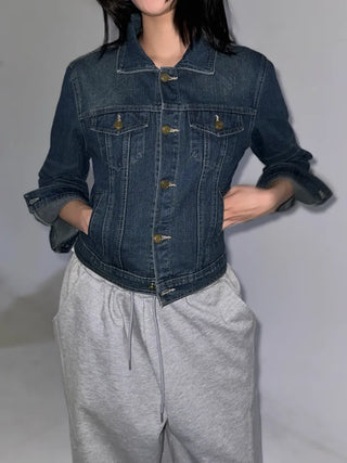 slim-fit 7/8 length denim jacket