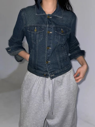 slim-fit 7/8 length denim jacket