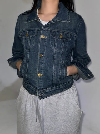 slim-fit 7/8 length denim jacket