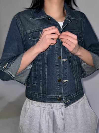 slim-fit 7/8 length denim jacket