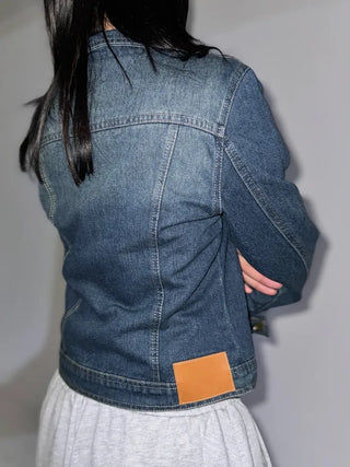 slim-fit 7/8 length denim jacket