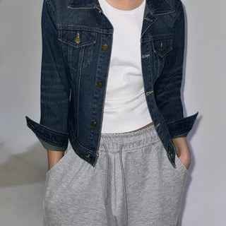 slim-fit 7/8 length denim jacket