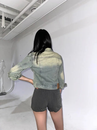 slim-fit 7/8 length denim jacket
