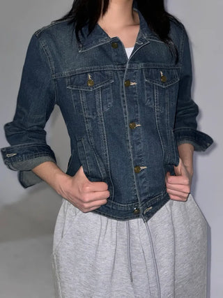 slim-fit 7/8 length denim jacket