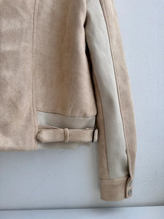 Suede Pocket Utility Outerwear Zip-Up Jacket