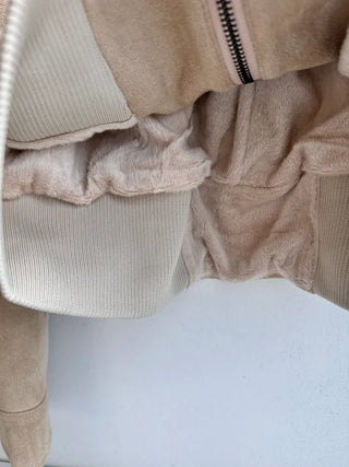 Suede Pocket Utility Outerwear Zip-Up Jacket