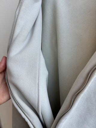 old lettering chrome dirty washing fleece hooded overfit hooded zip-up