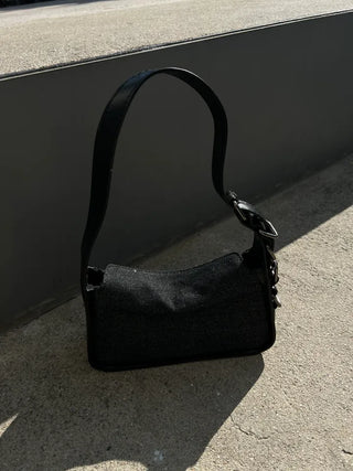 Chic buckle point denim shoulder bag