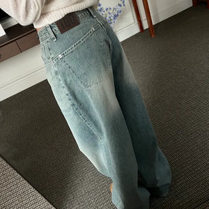 OOTJ/OOT Secret Back Pocket Light Blue Wide Denim Pants Jeans