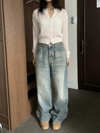 OOTJ/OOT Secret Back Pocket Light Blue Wide Denim Pants Jeans