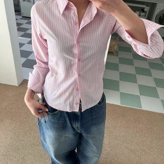 Pink Line Stripe Slim Fit Shirt