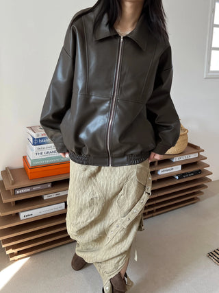 snap button button pocket cut banding long skirt