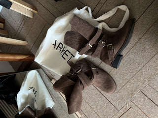 belted suede strap fold mid-calf boots