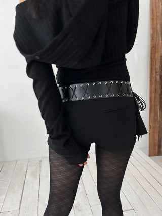 Eyelet Corset Leather Knot Tassel Belt