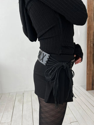 Eyelet Corset Leather Knot Tassel Belt