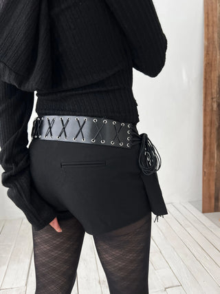 Eyelet Corset Leather Knot Tassel Belt