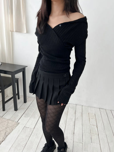 Black see-through check stockings