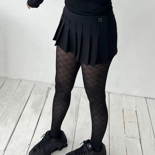 Black see-through check stockings