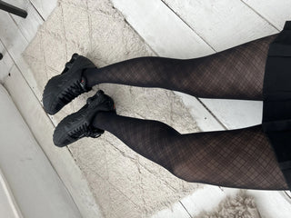 Black see-through check stockings