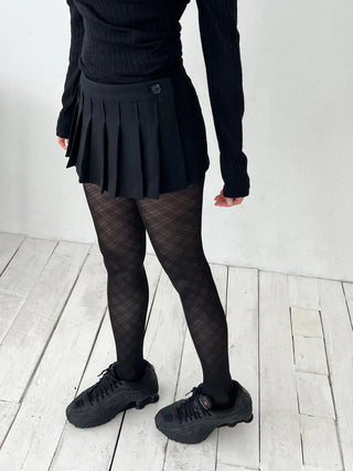 Black see-through check stockings
