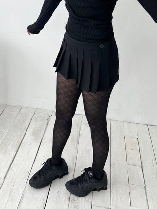 Black see-through check stockings