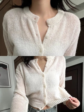 thin knit alpaca wool spring/mid-season basic cardigan