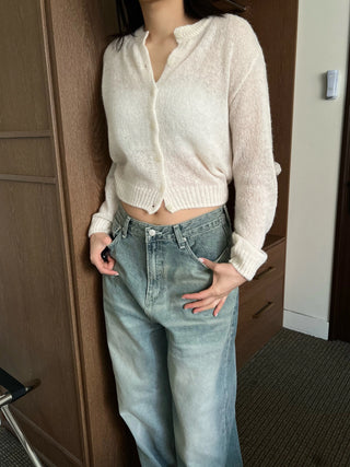 thin knit alpaca wool spring/mid-season basic cardigan