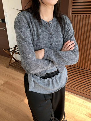 thin knit alpaca wool spring/mid-season basic cardigan