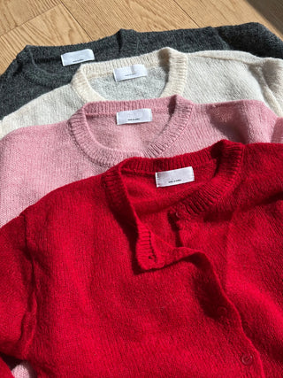 thin knit alpaca wool spring/mid-season basic cardigan