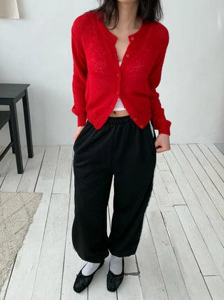 thin knit alpaca wool spring/mid-season basic cardigan