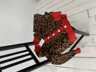 leopard print cropped knit cardigan