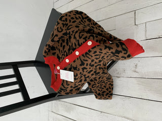 leopard print cropped knit cardigan