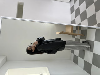 washed scratch leather blouson jacket