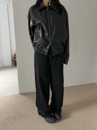 washed scratch leather blouson jacket