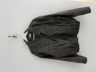 washed scratch leather blouson jacket