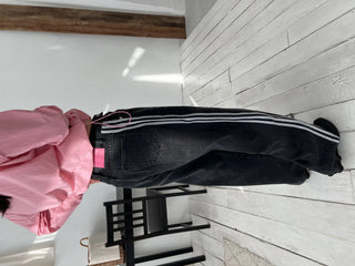 track line bijou string light blue black wide denim pants