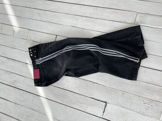 track line bijou string light blue black wide denim pants